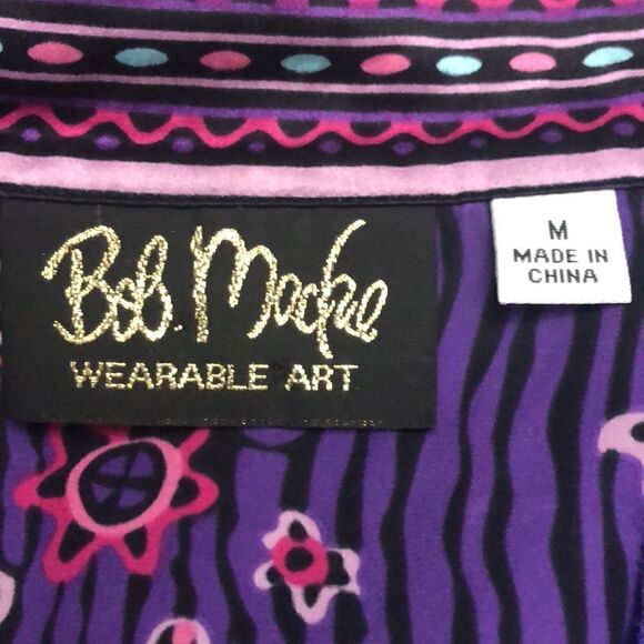 100 % silk Bob Mackie womens button up blouse size M - Picture 9 of 16